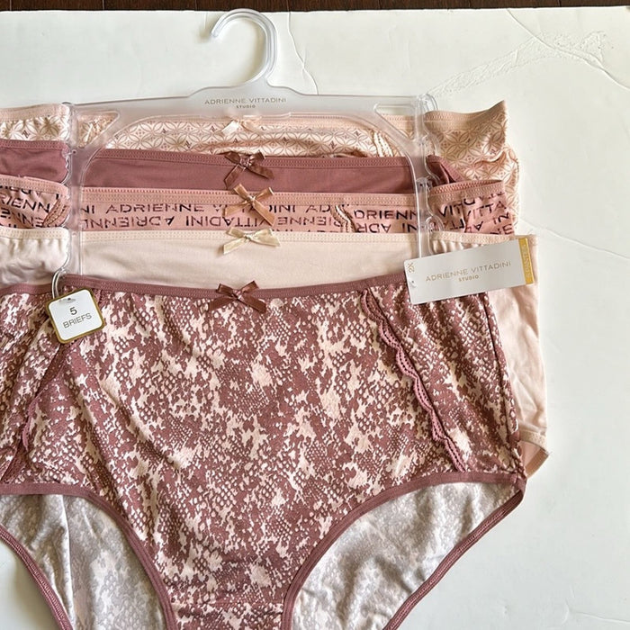 Delta Burkes Adrienne Vittadini Studio Women’s Size 2X 5 Packs Briefs Panties