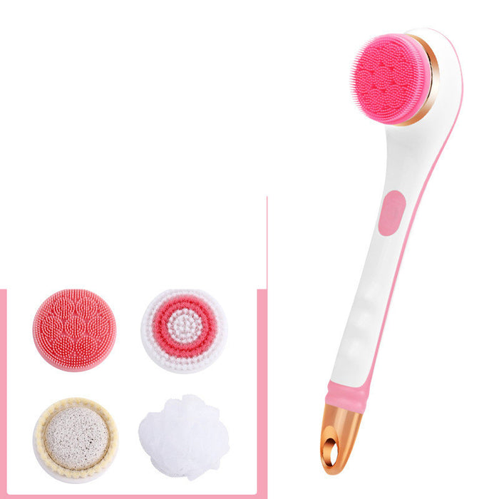 2-in-1 Electric Bath Brush & Foot Scrubber  USB Rechargeable, 4 Brush Heads, Spa Grade Back & Body Cleaner