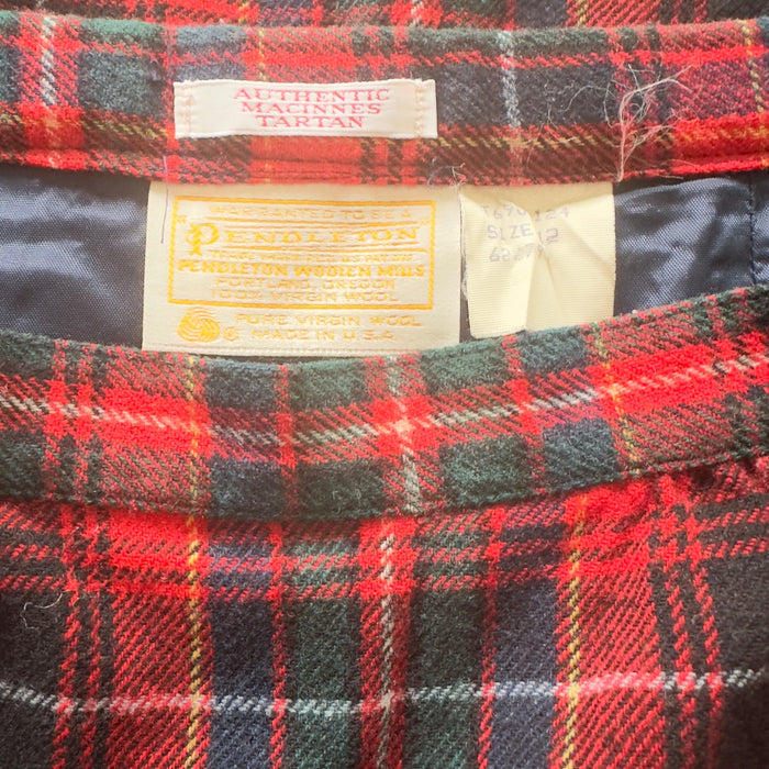 Vintage Red Plaid High-Waisted Skirt – Heritage Tartan A-Line