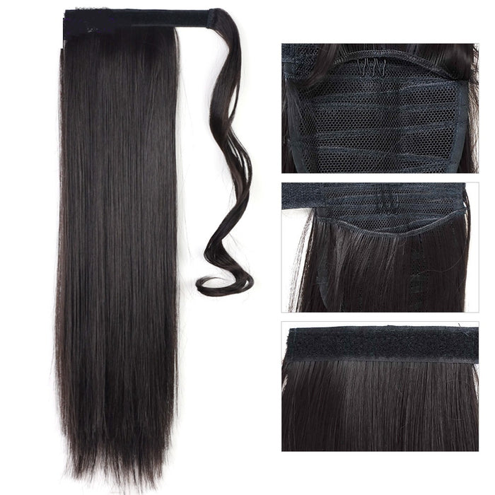 22" Heat-Resistant Clip In Ponytail Extensions  Long Straight Synthetic Hair