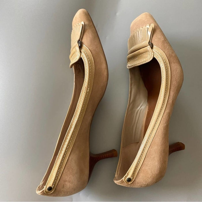 Colethman Size 8.5 Women’s Suede Leather Trim Heel Shoes