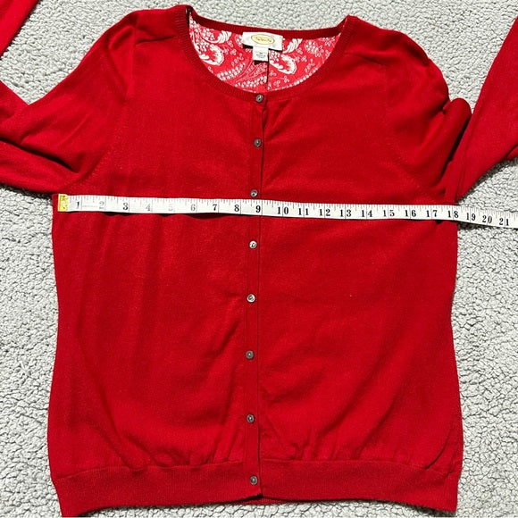 Talbots Red Button-Front Cardigan Silk Blend Sweater - Size M (Pre-Loved) | PanacheProse