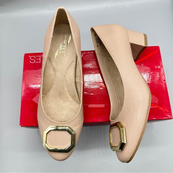 Aerosoles Compadre Block Heel Pumps – Size 9M Nude Comfort Brand New
