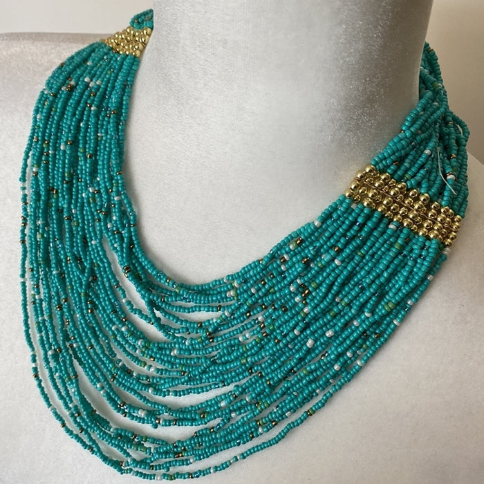 Boho Cute Turquoise Women’s Beaded Multi  Necklace (Free Shipping)