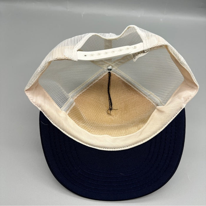 VINTAGE Wrisley Excavating Hat Cap Snap Back Mesh Side Blue White Logo M…
