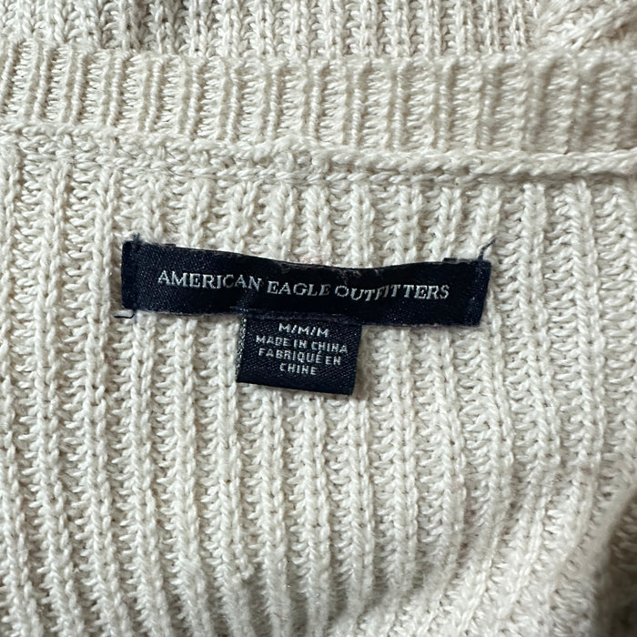 Pre-Loved American Eagle Outfitters V-Neck Sweater in Cream – Women’s Size M
