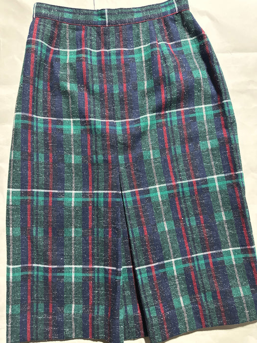 College Town Plaid Skirt Green Tartan Size 11/12 Front View