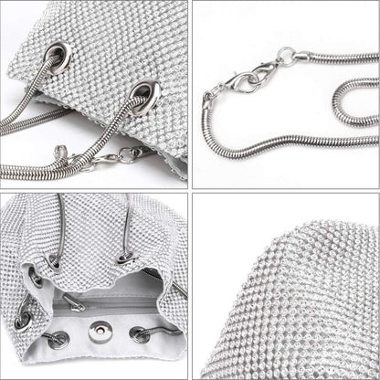 Women's Sliver Bucket Shining Shoulder Bag Rhinestones