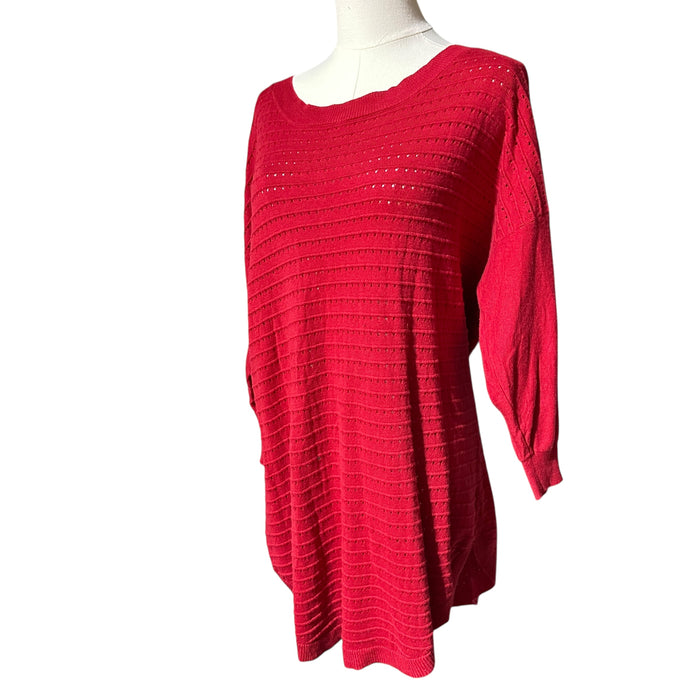 Soho Women’s Red Tie‑Back Knit Sweater – Size Large Pre‑Loved
