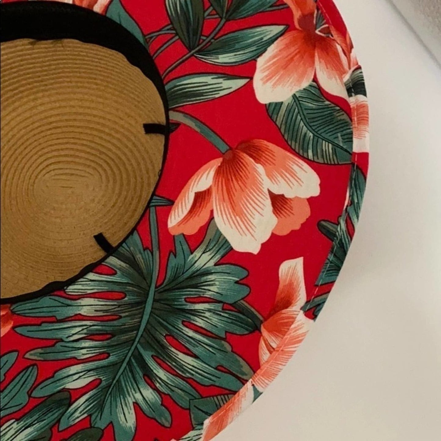 Straw Hat With Floral Pattern