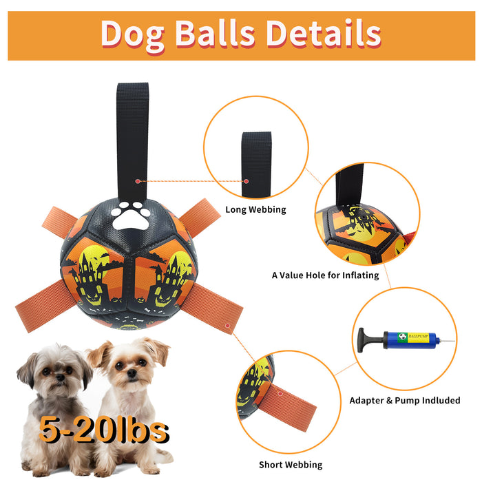 Interactive Dog Soccer Ball with Straps  Durable Water Toy for Small & Medium Dogs, Indoor & Outdoor Fun