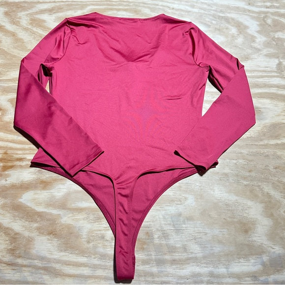 NY & C Red Long Sleeve Zip‑Front Bodysuit – Women’s XL (Pre-Loved) | PanacheProse