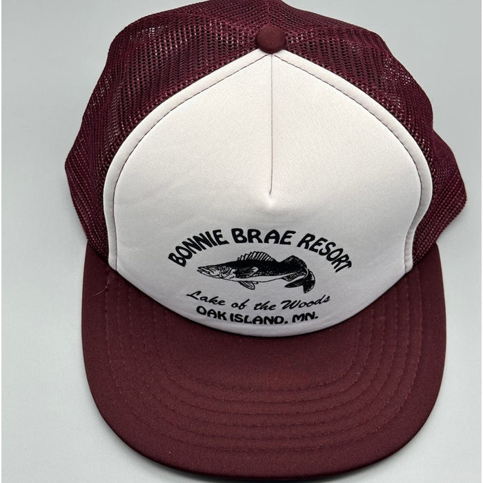 VINTAGE Bonnie Brae Resort Wine White Mesh Snap Adjustable Logo Hat Base…