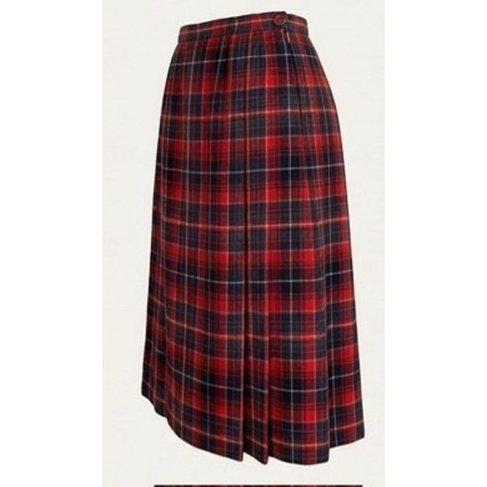 Vintage Red Plaid High-Waisted Skirt – Heritage Tartan A-Line