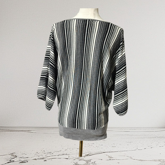 Pre-Loved New York & Company Black and Gray Striped Sweater – Women’s Size S