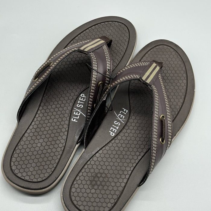 Flex Step Elijah Dark Brown Men’s Adult Size 11M Sandals Slip Comfort …Free Shipping