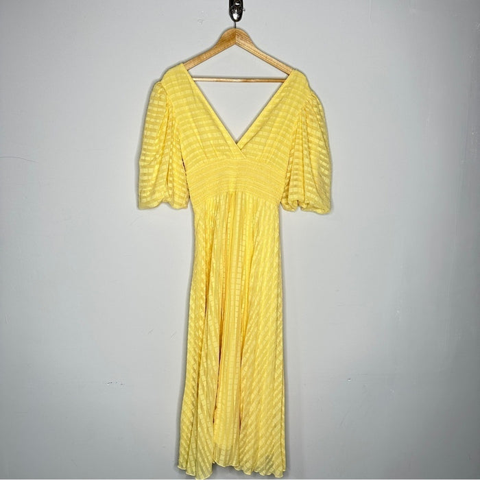 ASOS Design Size US 10 Women’s Ruched Twisted Waist Flared Long Yellow Dresses