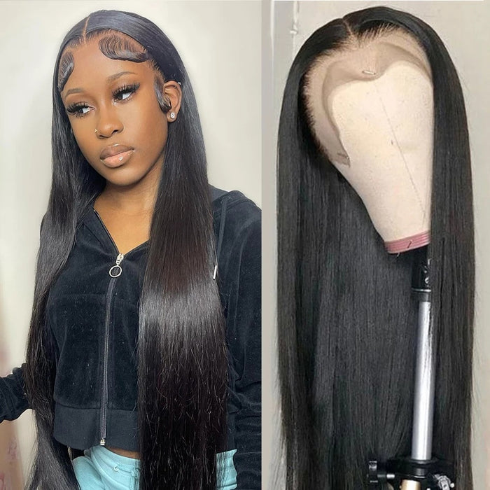 Premium 9A Real Human Hair Lace Wig – Straight Style, Customizable Bangs