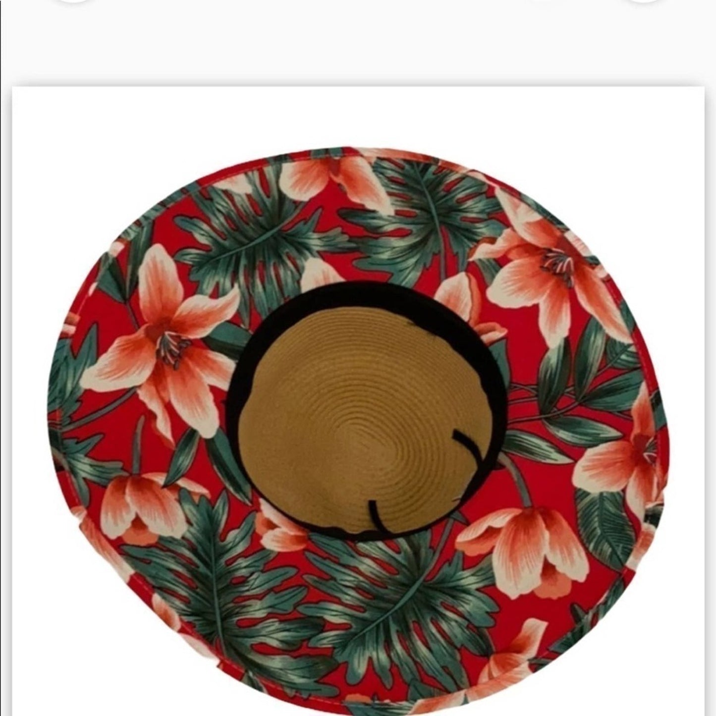 Straw Hat With Floral Pattern