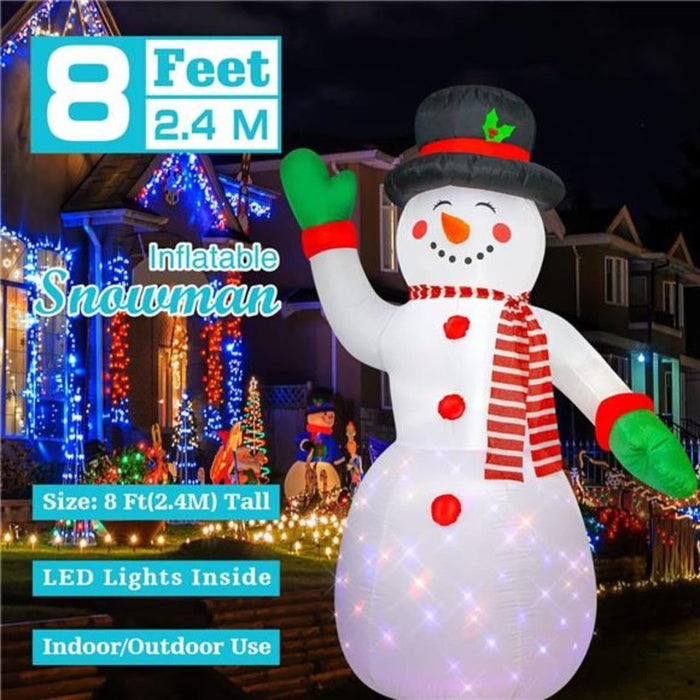 8 Feet Christmas Inflatable Snowman Lighted Blow Up Christmas Yard Decoration