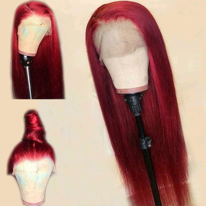 Luxurious Burgundy Lace Front Wig  Premium Red Human Hair