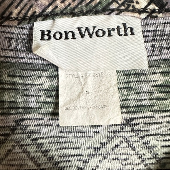 Geometric Print Short Sleeve Blouse – Size MP (BonWorth) Pre-Loved