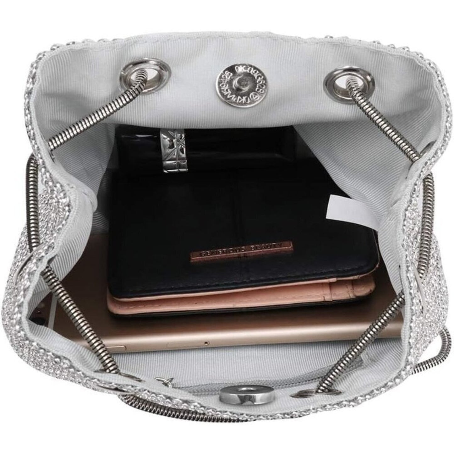 Women's Sliver Bucket Shining Shoulder Bag Rhinestones