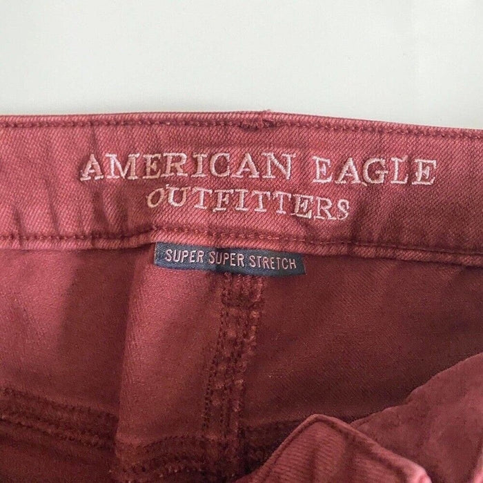 American Eagle Outfitters Jeans Women Sz 8 Regular Maroon Cotton Blend Belt Loop