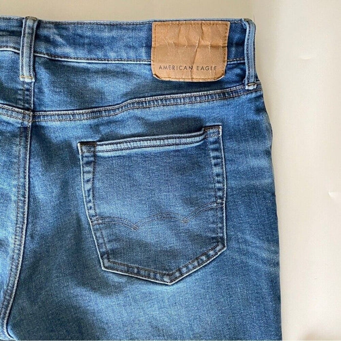 American Eagle Outfitters Jeans Women Size 34X30 Blue Belt Loops Zipper Pull On