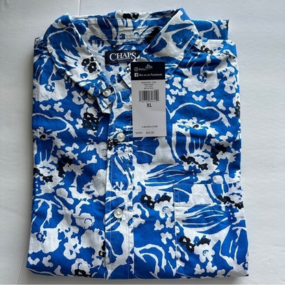 Chaps Size XL Men’s 100% Cotton Printed Short Sleeve Casual Shirt"