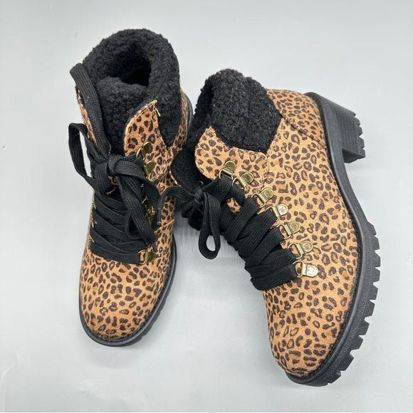 Brand New TC-Mintey Leopard Print Boots – Size 6.5M Women’s Faux Fur Lined