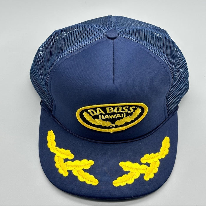 VINTAGE Da Boss Hawall  Baseball Hat Cap Snap Back  Blue Mesh Logo Men’s…