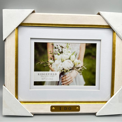 NET I Do Wedding Real Wood Gold and White Photo Frame - Size 5 X 7,  from PanacheProse