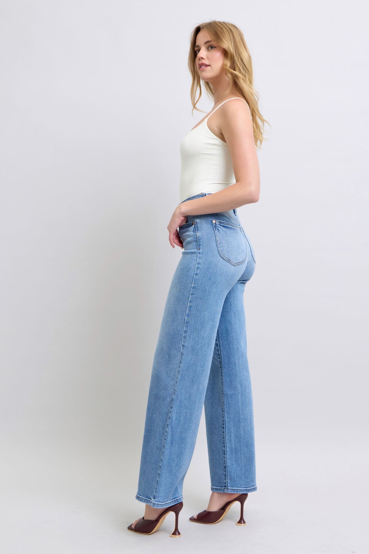 Judy Blue Full Size Wide Leg Jeans with Pockets