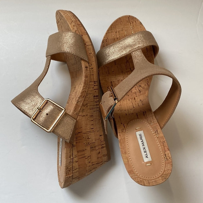 Alex Marie Size 9.5W lsdodore  Leather Banded Cork Women’s Wedges Shoes