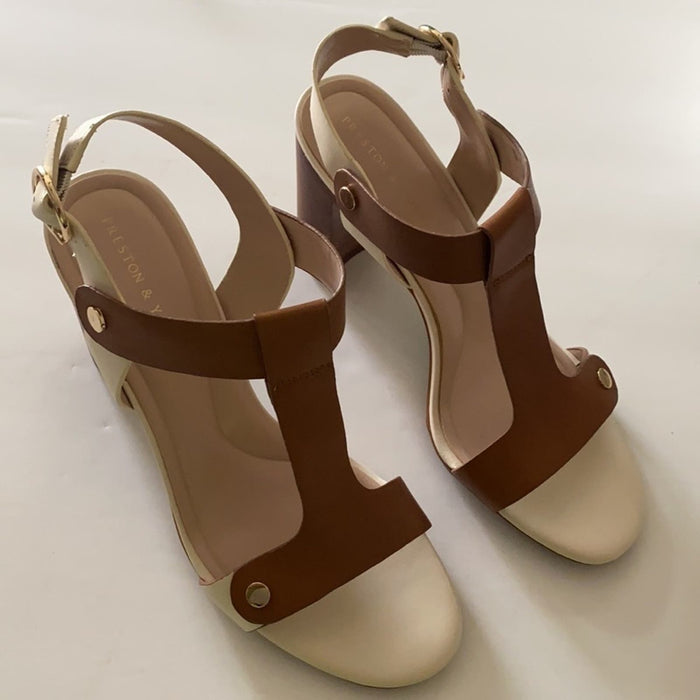 Preston & York Size 9 Women’s Faye Studded Leather T Strap Dress Sandals
