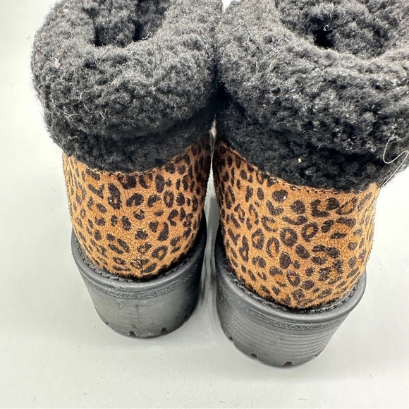Brand New TC-Mintey Leopard Print Boots – Size 6.5M Women’s Faux Fur Lined
