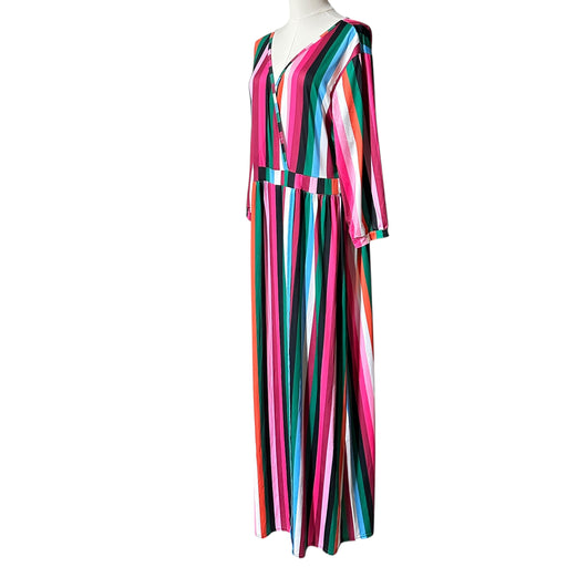 Colourful Striped Keyhole Back Maxi Dress – Size 2XL