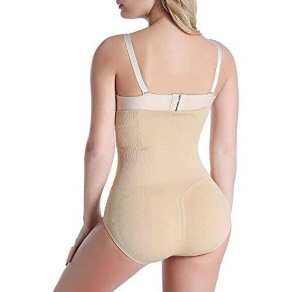 Women Cream Waist Trainer Tummy Control Panties Body Shaper High Waisted Briefs