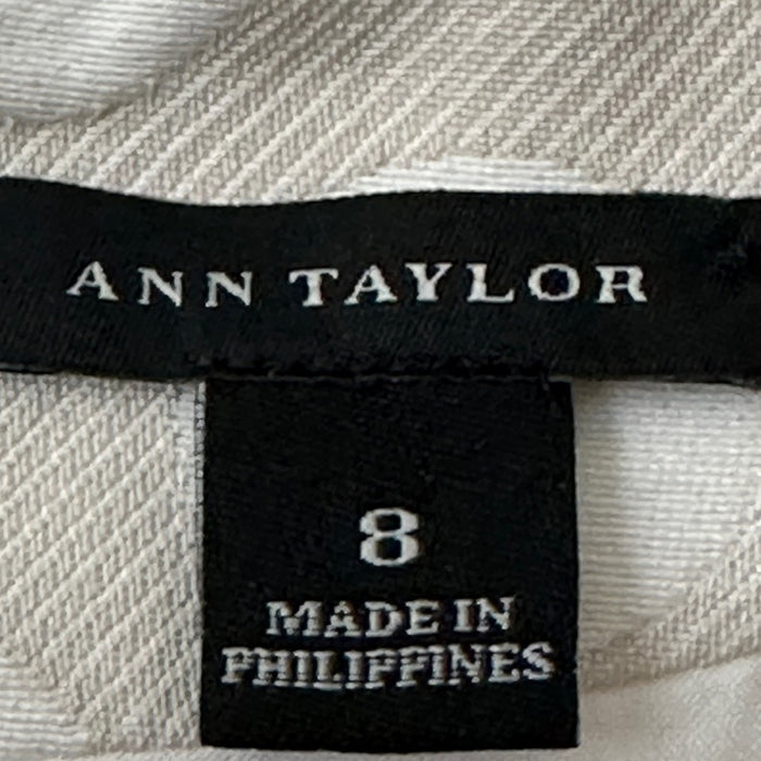 Ann Taylor Womens A Line Dress Beige Knee Length Polka Dot Sleeveless 8