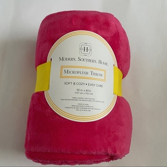 Modern Southern Home Solid Micro-plush Blanket 50” L x 60” W.