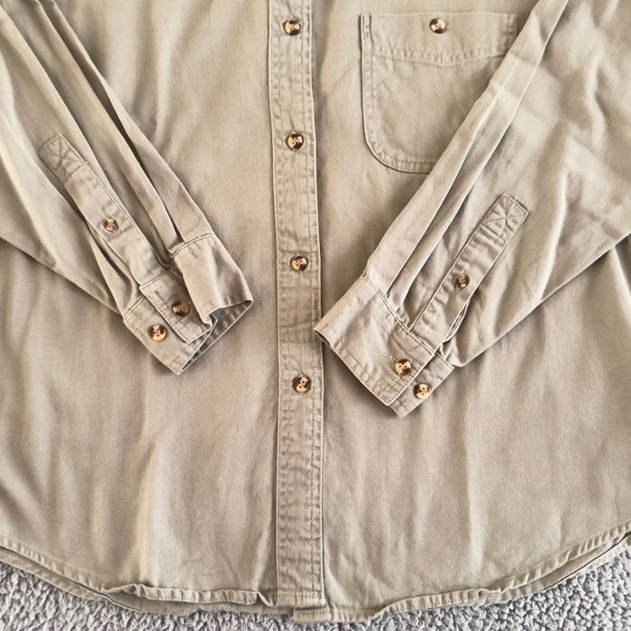 Vintage Beige Floral Yoke Western Pearl Snap Shirt Men’s XL