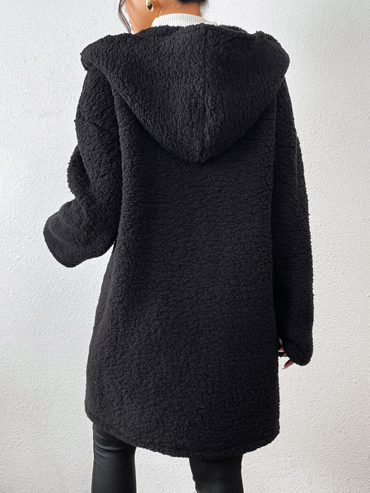 PanacheProse Zip Up Long Sleeve Sherpa Hooded Coat