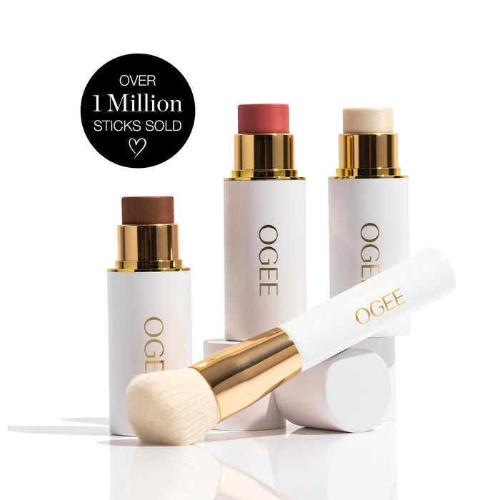 Ogee Face Stick Crystal Collection Trio - Contour Stick Makeup Collection - Certified Organic Contour Palette - Includes Bronzer Stick, Blush Stick & Highlighter Stick