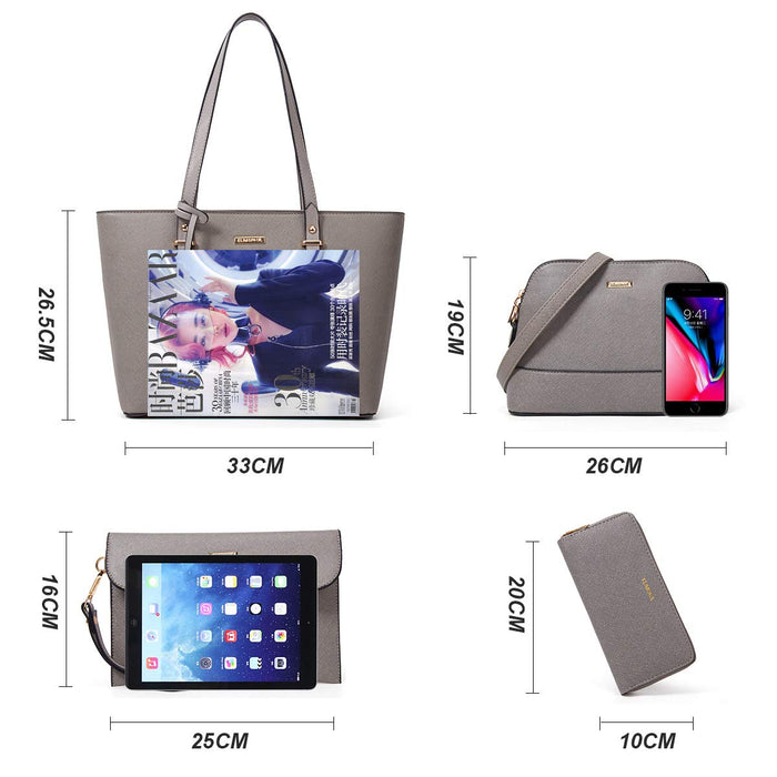 Women's Fashion Synthetic Leather Handbags - Tote Bag, Shoulder Bag, Satchel Purse Set (4pcs)