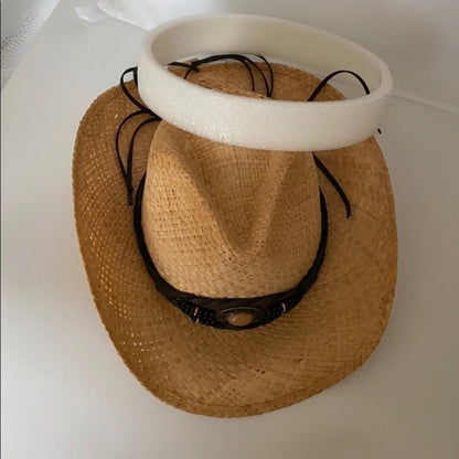 Cowboy Women’s Stone Band Raffia Hat ⭐️⭐️⭐️⭐️⭐️NEW Summer Sun Hats