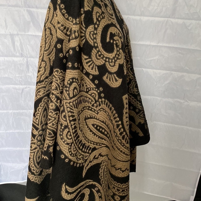 NEW!Coverup  Jacquard  Poncho Reversible BrownBlack Cute Super Soft Styl…