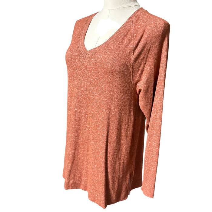 Pre - Loved Loft Women’s Rust V-Neck Long Sleeve Top – Size XS Casual Knit Tee | Free & Fast Shipping