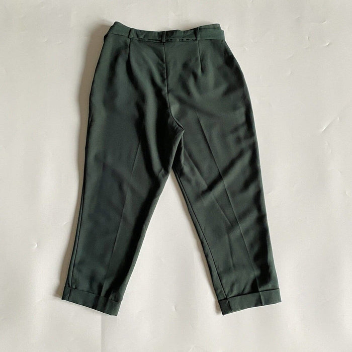ASOS US 6 Women’s Solid Color Dark Green Cropped Capri Belt Pant