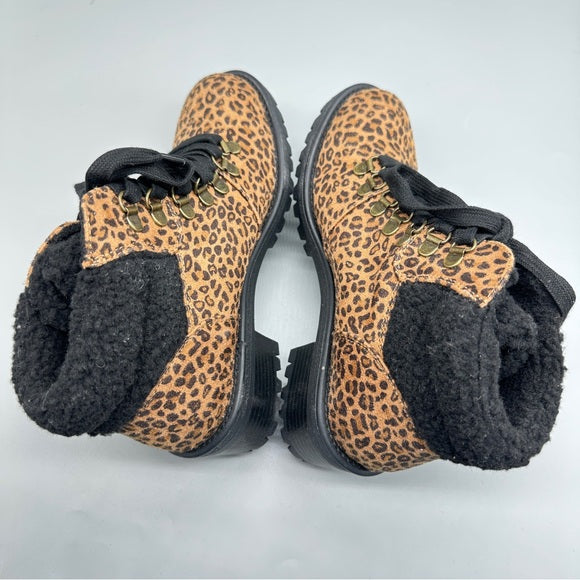Brand New TC-Mintey Leopard Print Boots – Size 6.5M Women’s Faux Fur Lined